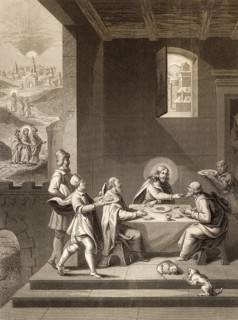 The road to Emmaus appearance, New Testament, steel engraving 1853, digitally restored