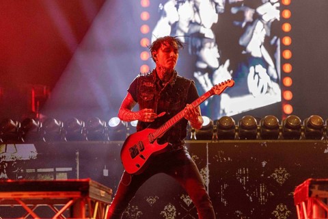 Ricky Horror Olson, guitarist of Motionless in White live on The Afraid Of The Dark Tour at Swiss