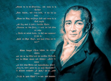 Portait with a poem, Johann Peter Hebel, 1760 - 1826, German poet, Protestant theologian and