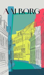 Aalborg abstract art city street poster. Vintage Danish town, graphic art vector background