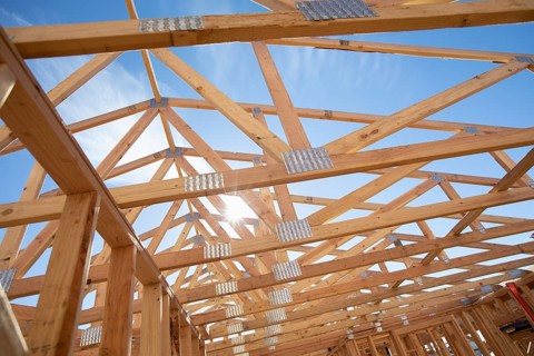 Wood Home Framing Abstract At Construction Site
