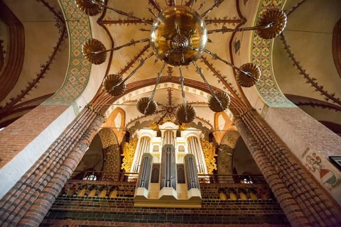 The organ of the Schleswig Cathedral, Schleswig, Schleswig-Holstein, Germany