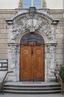 Entrance portal of the Marie-Theres-Gymnasium, neo-baroque, built in 1909, Schillerstr. 12,