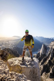 Man skillfully navigates the rugged terrain of Eagleâ€™s Nest in Mexico, capturing the thrill of