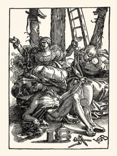 The dead Jesus Christ, lamented by his mother, John and Mary Magdalene, by Hans Baldung Grien,