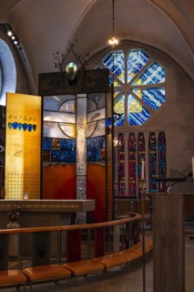Glass altar, Växjö Cathedral, Smaland, Kronobergs län, Sweden