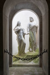 Marble figures from the Müller mausoleum at the Waldfriedhof cemetery in Dresden, Saxony, Germany