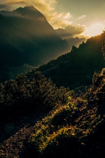 Hahntennjoch pass road in Tyrol in Lechtal, Austria