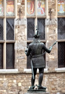 Charlemagne Fountain Monument, Charlemagne Fountain in front of the late Gothic Löwenstein House,