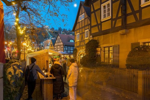 Elbhangfest Christmas market in Dresden Loschwitz in the historic village center of Loschwitz