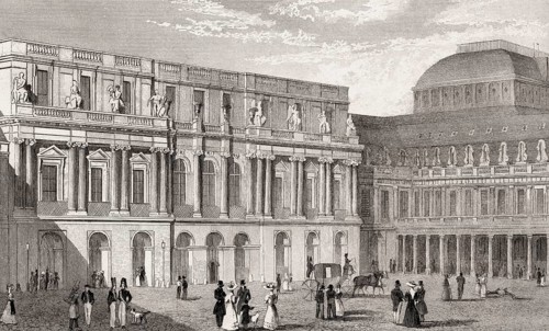 The Palais-Royal, Paris, antique steel engraved print, 1831