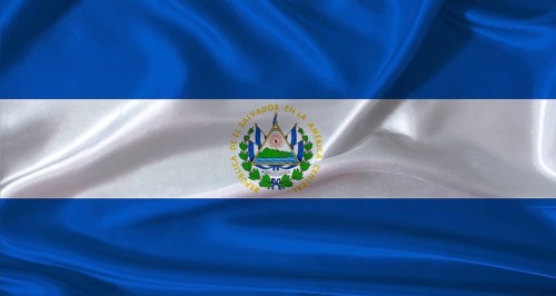 National flag of El Salvador with cloth texture. El Salvador flag with realistic texture background