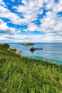 Rocky island off the coast, coastline, coastline between Ballycastle and Ballintoy, Causeway