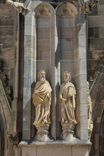 Figure of a saint, stone sculpture, detail, St Mary's Church Reutlingen, sacred building built from