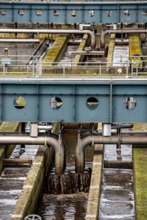 Secondary clarifier, Emschergenossenschaft wastewater treatment plant in the Weilheimer Mark in