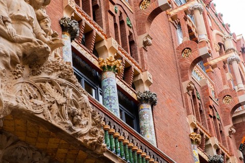 Facade of the Palau de la Música Catalana, Barcelona, Spain