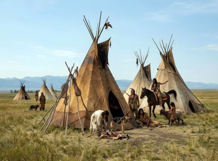Leather tent of an Assiniboin boss, Indians, indigenous people, North America, Sioux, Missouri,