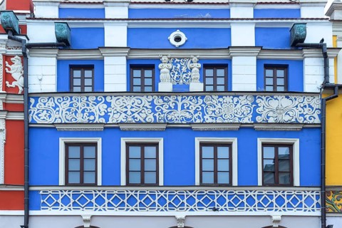 House façade built in Italian Renaissance style in 1578, Zamosc, Poland