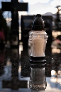 Light on the grave at the cementery