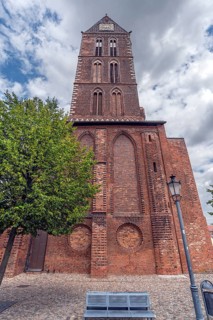 Remaining tower of St Mary's Church, built from 1260-70, St Mary's Churchyard, Wismar,