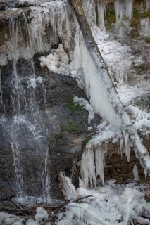 Frozen waterfall, Haimendorf, Middle Franconia, Bavaria, Germany