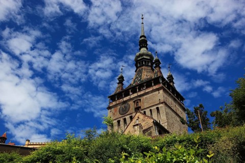 Romania, the hour tower, Turnul cu Ceas in the historic old town of Sighisoara, German Sighisoara,
