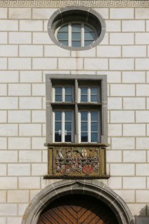 Alliance coat of arms of Count Rudolf VI von Helfenstein and Anna Maria von Staufen on Helfenstein