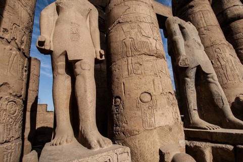 Luxor, Egypt. February 12th 2009 Statues and Pharaonic inscriptions at the ancient Egyptian ruins