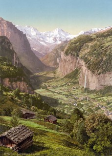 Lauterbrunnental und Briethorn, von Wengen, Berner Oberland, Schweiz, Historische, digital