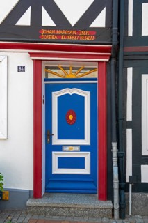 Blue front door, Hildesheim, Lower Saxony, Germany