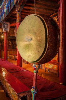 Gong (drum) in Likir gompa (Tibetan Buddhist monastery) . Ladadkh, India