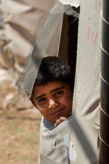 Atmeh Refugee Camp, Idlib, Syria. June 17th 2013. Internally displaced child Syrian refugeein the