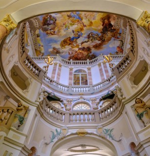 Baroque staircase, Wurzach Castle, Bad Wurzach, Upper Swabia, Swabia, Baden-Württemberg, Germany