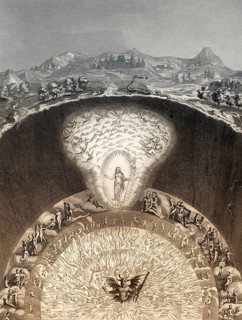 Christ descends into limbo, Steel engraving 1853, digitally restored