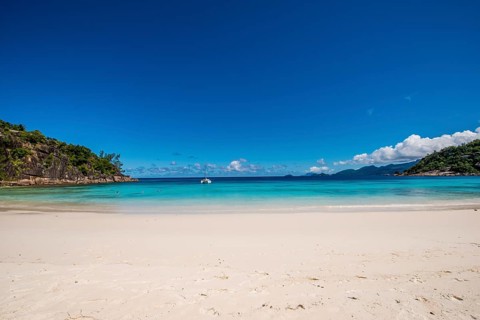 Petit Anse Beach at the Four Seasons Resort, Mahe, Republic of Seychelles, Indian Ocean