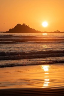 Crescent City, California - Sunset over the Pacific Ocean in northern California