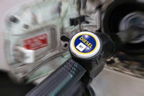Close-up of refueling a car with diesel