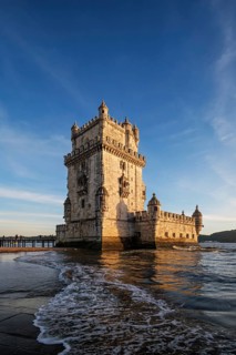 Belem Tower or Tower of St Vincent, famous tourist landmark of Lisboa and tourism attraction, on