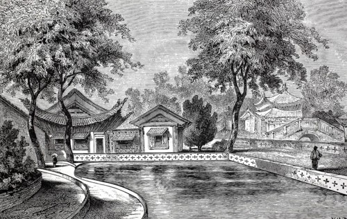 Historical illustration of a governor-general's garden, probably in the region around Guangzhou,