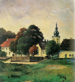 Leonding, Hitler Elternhaus, Painting of Adolf Hitler (1889-1845), Historical, digitally restored