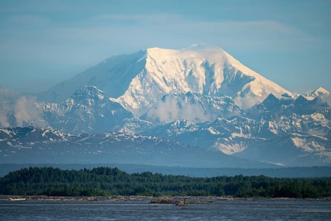 Mt Foraker, Talkeetna River off the Alaska Range, Denali National Park, Alaska, USA