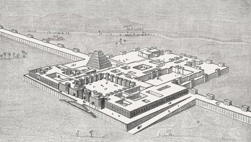 Palace of Sargon II of Assyria at Dur-Sharrukin, Khorsabad, Iraq, reconstructed by Charles Chipiez