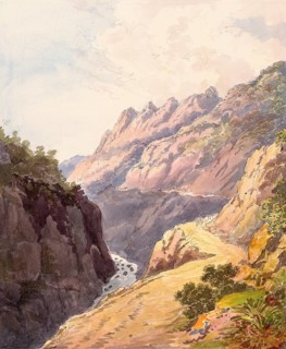 Pass in the Sierra Morena in the south of Spain, digital reproduction of a painting by Charles