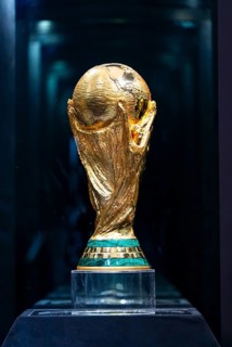 The original FIFA World Cup 2026 Trophy is showcased for visitors during the official India leg of