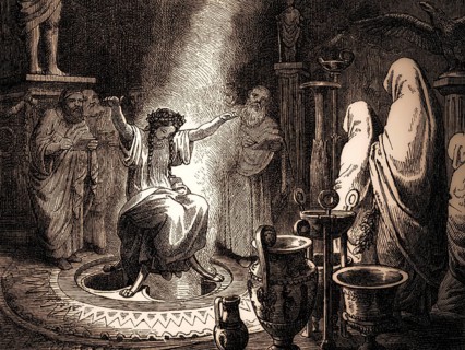 Pythia, the High Priestess of the Temple of Apollo at Delphi, Oracle of Delphi, Ancient Greece