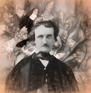 Portrait of Edgar Allan Poe, The Masque of the Red Death, illustration from Poe's Tales of Mystery