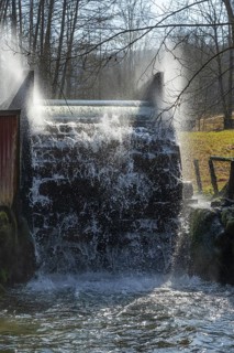 Old waterwheel on the Trubach, Egloffstein, Upper Franconia, Bavaria, Germany