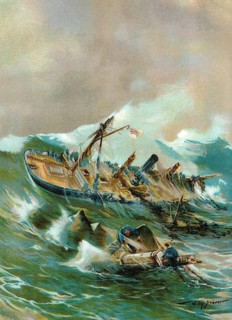 The sinking of the SMS Iltis near Qingdao (Tsingtao), 1896, a gunboat of the Imperial Navy in