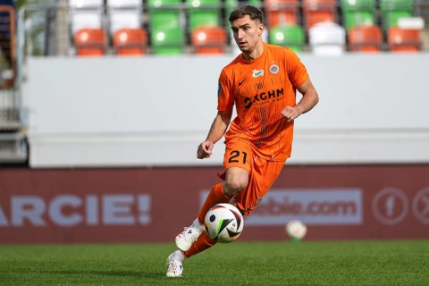 LUBIN, POLAND - MAY 24, 2025: Football match between KGHM Zaglebie Lubin vs Cracovia. In action