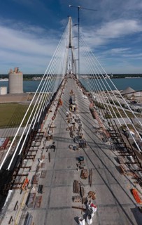 Detroit, Michigan USA -15 June 2024, The last deck section has been put in place on the Gordie Howe